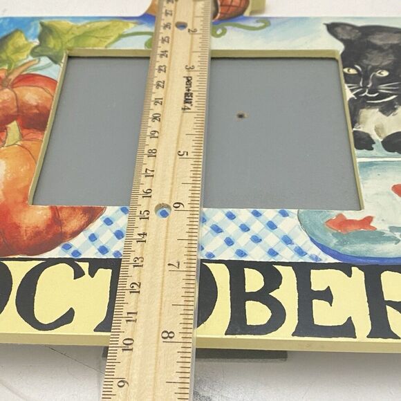 Vtg Exposures Hand Painted "October" Months of the Year 4X6 Picture Frame - Picture 10 of 11